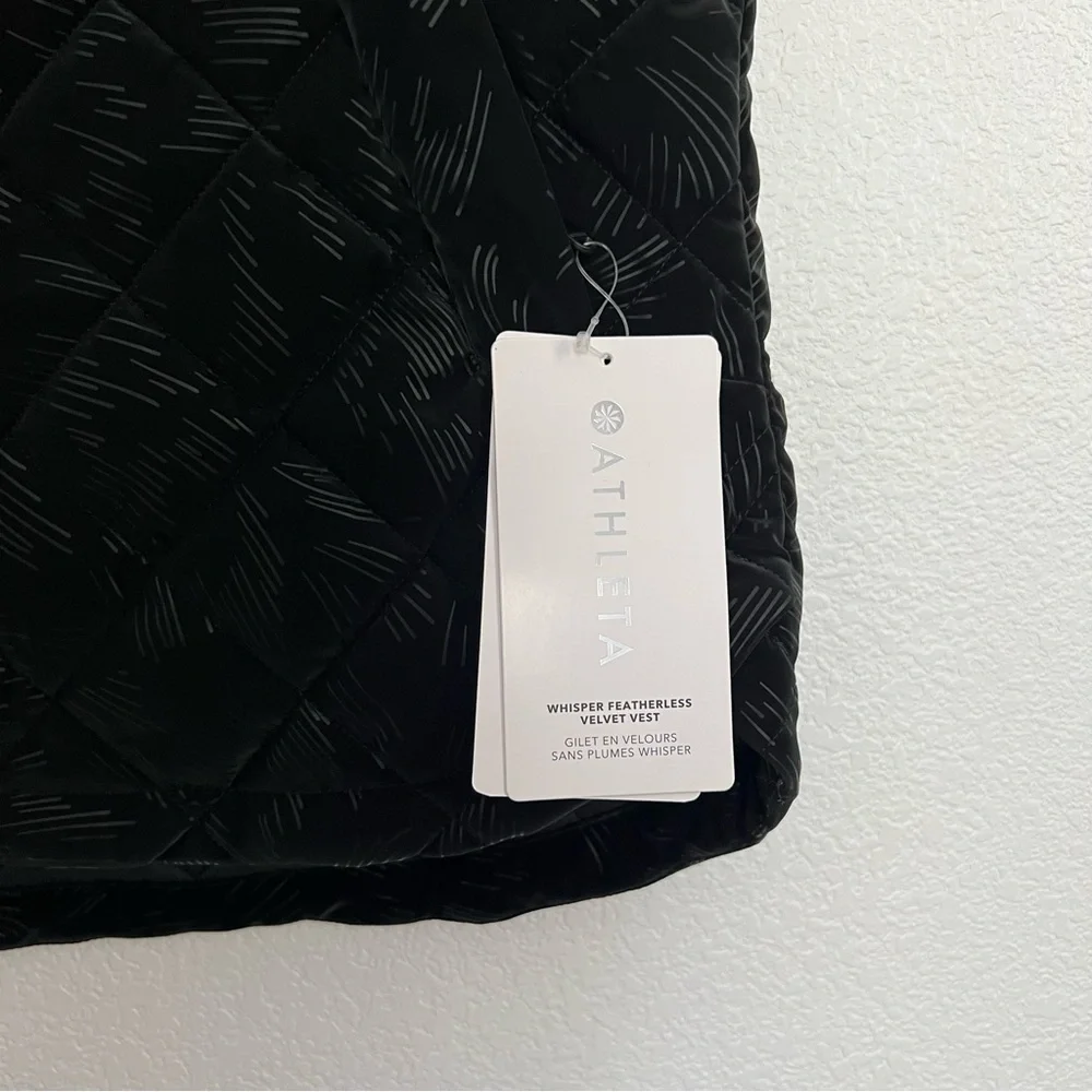 NWT Athleta Whisper Featherless Velvet Vest Black Medium Petite